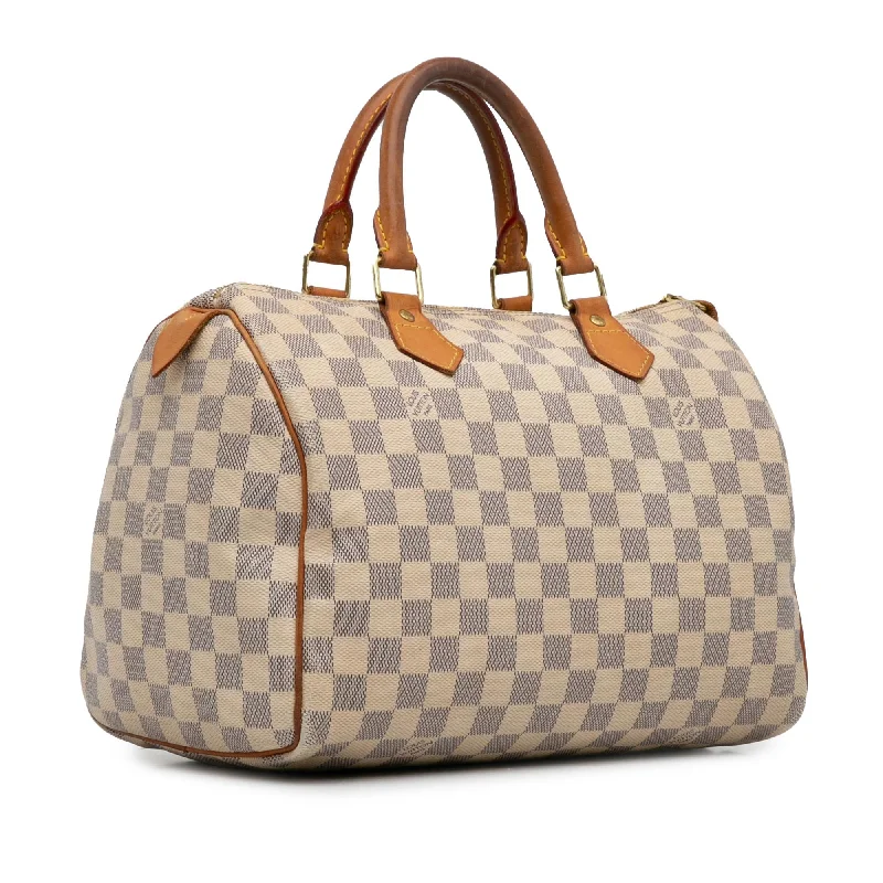 Louis Vuitton handbags with a patent - leather finish for a shiny lookLouis Vuitton Damier Azur Speedy 30 (VRFINs)