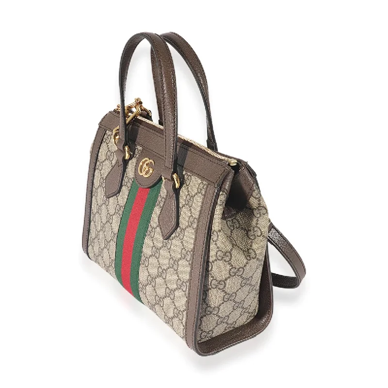 Gucci handbags for women with a patent - leather finishGUCCI GG SUPREME SMALL OPHIDIA TOTE BAG