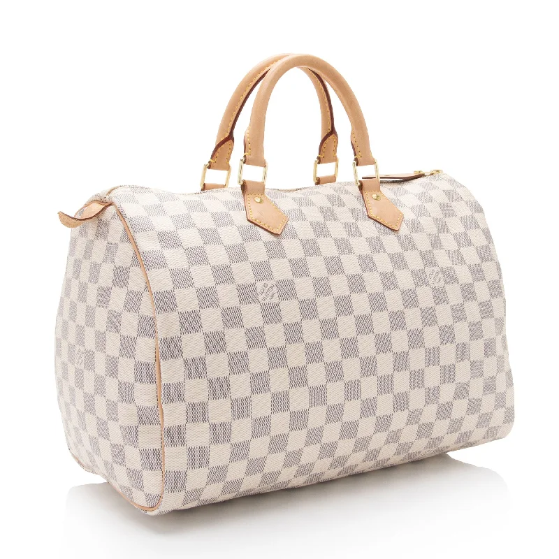 Louis Vuitton bags with a zippered interior pocket for better organizationLouis Vuitton Damier Azur Speedy 35 Satchel (P9u9Py)