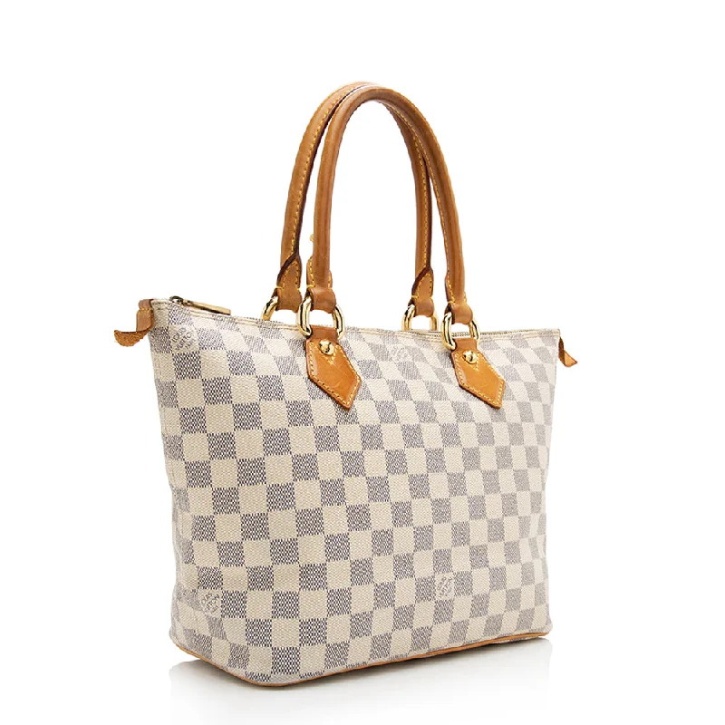 Louis Vuitton tote bags with a double - handle and shoulder - strap optionLouis Vuitton Damier Azur Saleya PM Tote (21382)