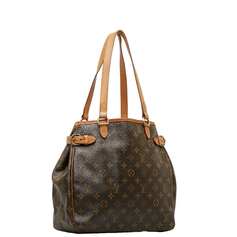 Louis Vuitton bags with a detachable mirror inside for on - the - go touch - upsLouis Vuitton Monogram Batignol Vertical Shoulder Bag M51153 Brown PVC Leather Lady Louis Vuitton