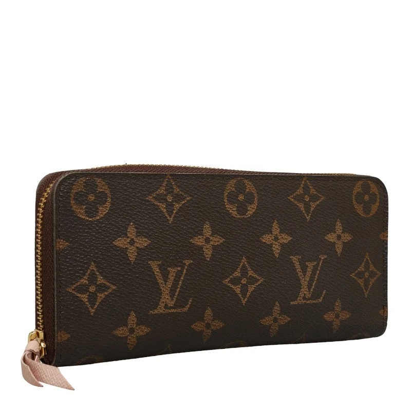 Louis Vuitton tote bags with a printed LV logo on the front for brand visibilityLouis Vuitton Monogram Portfolio Claimance Round Fassner Long Wallet M61298 Rose Valerie Brown PVC Leather Ladies Louis Vuitton