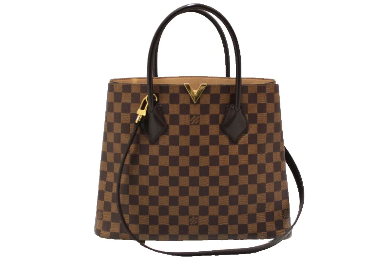 Louis Vuitton bags with a chain - link trim and a leather body for a modern edgeAuthentic Louis Vuitton Damier Ebene Kensington Tote/Shoulder Bag