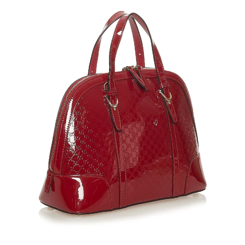 Women Gucci bags with a zippered interior pocketGucci Microguccissima Patent Nice Satchel (SHG-27735)