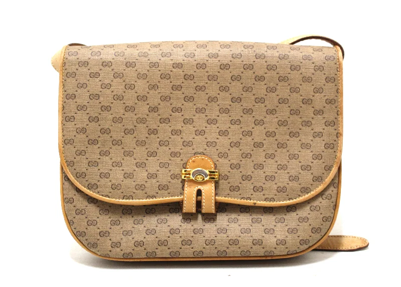 Louis Vuitton bags with a front - flap pocket for quick - access itemsAuthentic Gucci Vintage Brown GG Guccissima Canvas Crossbody Messenger Bag