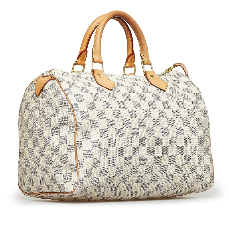 Louis Vuitton backpacks with a padded back panel for comfort during long - wearLouis Vuitton Damier Azur Speedy 30 (nk4p6s)