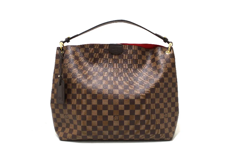 Louis Vuitton bags with a magnetic snap closure for easy accessAuthentic Louis Vuitton Damier Ebene Graceful MM Hobo Shoulder Bag