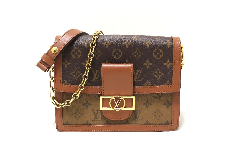 Louis Vuitton backpacks with a sleek, minimalist design for styleAuthentic Louis Vuitton Classic Monogram/Monogram Reverse Canvas Dauphine MM Shoulder Bag