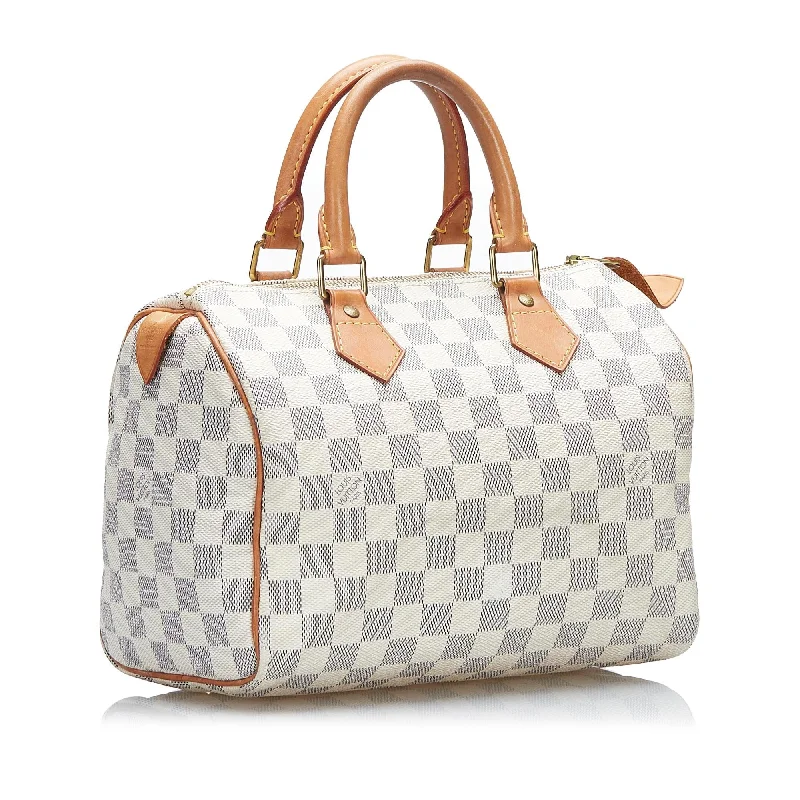 Louis Vuitton bags with a snap - button closure and a decorative charm for styleLouis Vuitton Damier Azur Speedy 25 (JppebM)