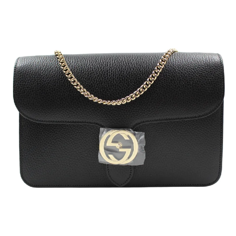 Women Gucci bags with a front - zip pocket for small itemsGucci Large Interlocking GG Leather Shoulder Bag