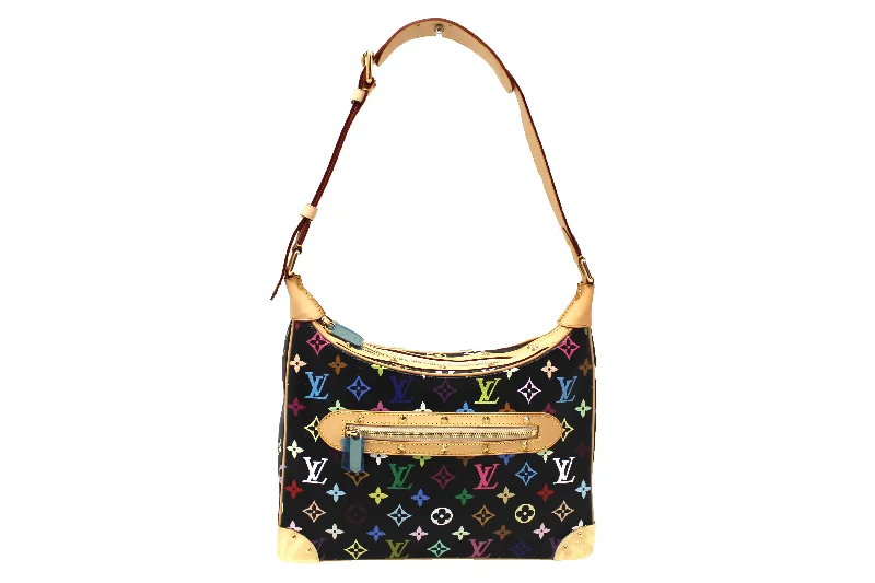 Louis Vuitton handbags with a beaded trim for a touch of glamourAuthentic Louis Vuitton Black Multicolor Boulogne Shoulder Bag