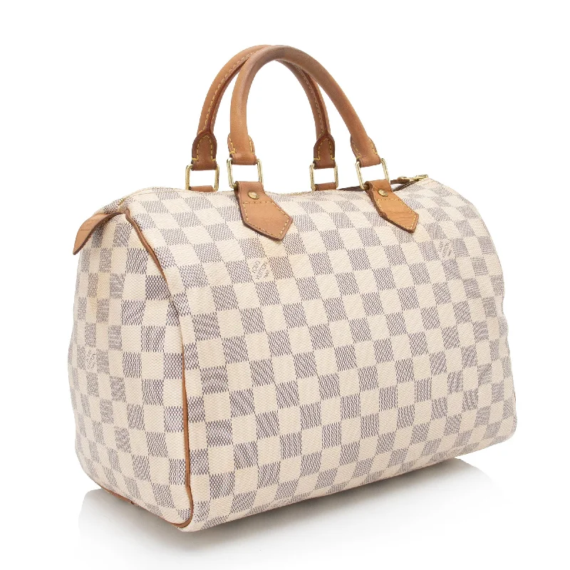 Louis Vuitton backpacks with a sleek, minimalist design for styleLouis Vuitton Damier Azur Speedy 30 Satchel (bV6e4O)