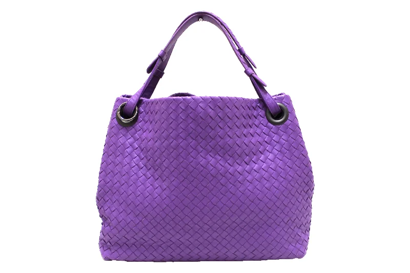 Louis Vuitton Neverfull bags with large capacity for everyday essentialsAuthentic Bottega Veneta Purple Intrecciato Woven Nappa Leather Bella Tote Bag