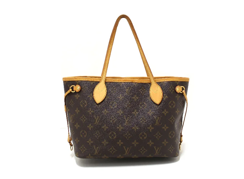 Louis Vuitton bags with a snap - button closure and a decorative charm for styleAuthentic Louis Vuitton Classic Monogram Neverfull PM Tote Shoulder Bag