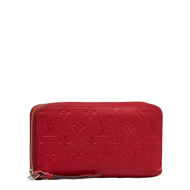 Louis Vuitton handbags with a metal - framed clasp for durabilityLouis Vuitton Monogram Implant Jeep Wallet Long Wallet M63691 Scarlet Red Car Friser Ladies Louis Vuitton