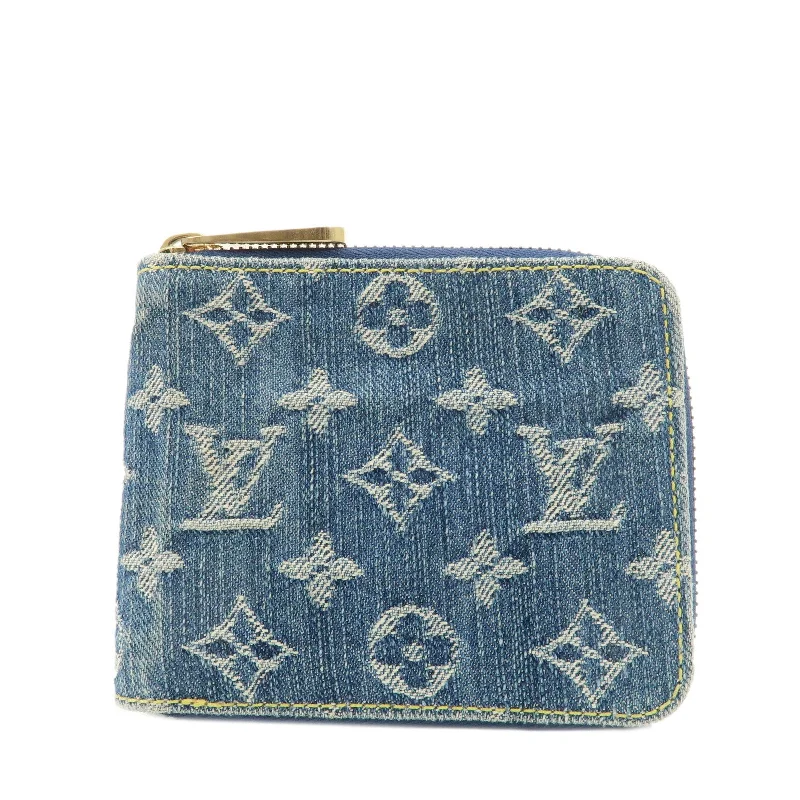 Louis Vuitton crossbody bags with a keychain holder for practicalityLouis Vuitton Monogram Denim Mini Zippy Wallet M95342 Blue