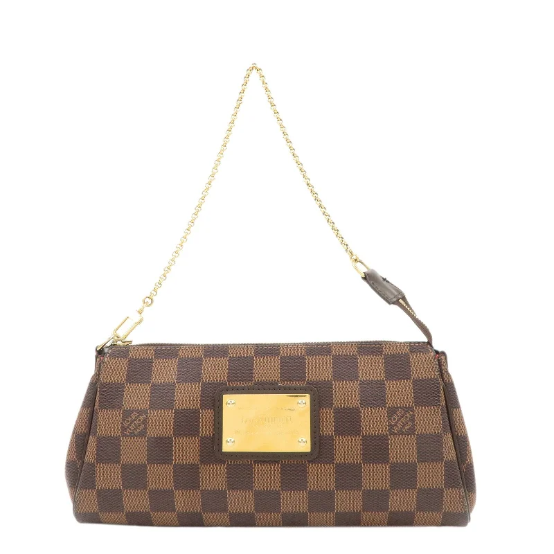 Louis Vuitton tote bags with a printed LV logo on the front for brand visibilityLouis Vuitton Damier Eva Hand Bag Shoulder Bag N55213