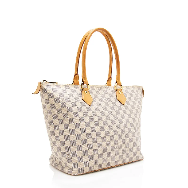 Louis Vuitton handbags with a beaded trim for a touch of glamourLouis Vuitton Damier Azur Saleya MM Tote (18201)