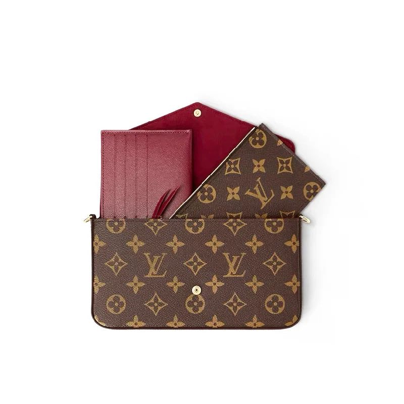 Louis Vuitton Capucines bags with smooth calfskin leather for luxuryLOUIS VUITTON 2022 Monogram Félicie Pochette Zippy Coin Holder in Fuchsia