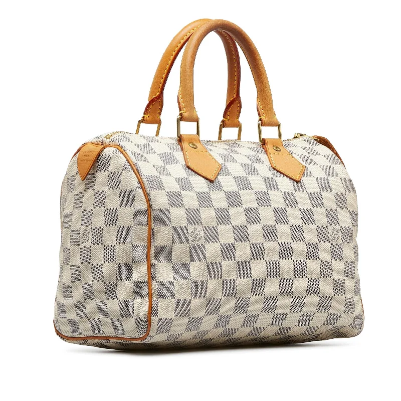 Louis Vuitton handbags with a patent - leather finish for a shiny lookLouis Vuitton Damier Azur Speedy 25 (S3aoRC)