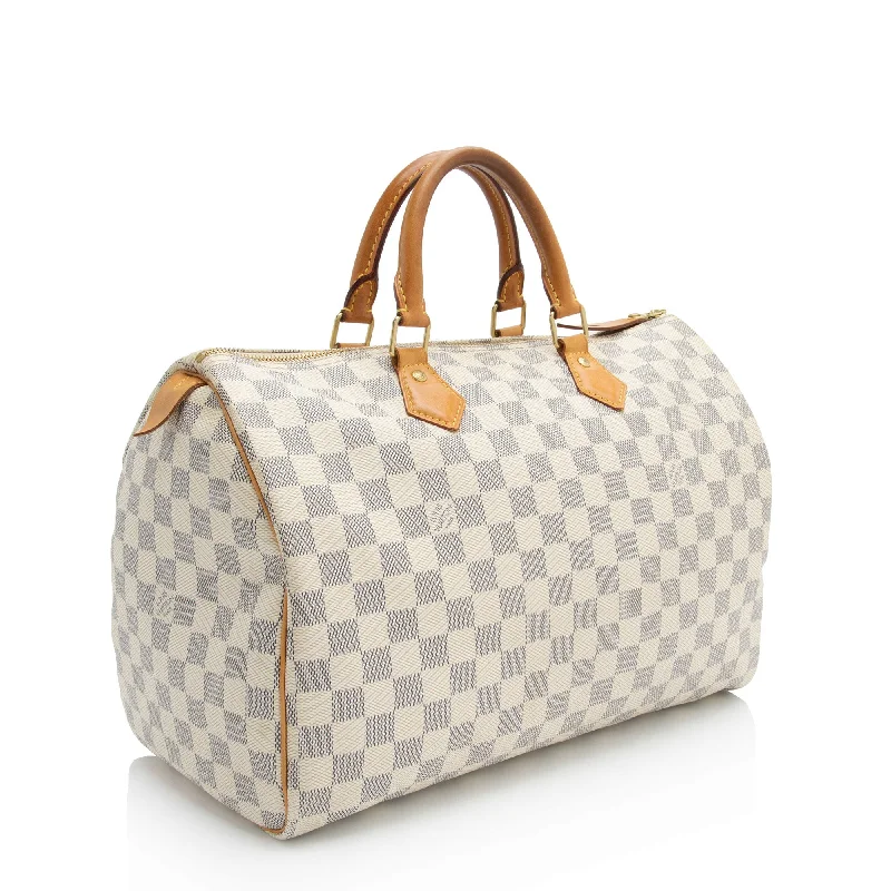 Louis Vuitton Petite Malle bags with a hard - shell structure for uniquenessLouis Vuitton Damier Azur Speedy 35 Satchel (EH25OJ)