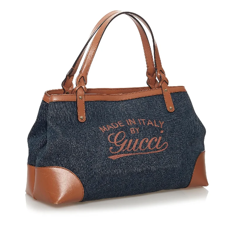 Medium - sized Women Gucci handbags for everyday useGucci Craft Denim Tote Bag (31576)