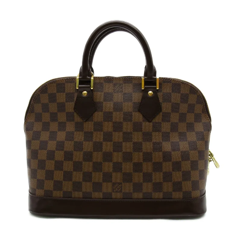 Louis Vuitton handbags with a patent - leather finish for a shiny lookLOUIS VUITTON Alma handbag Brown Ebene Damier PVC coated canvas N51131