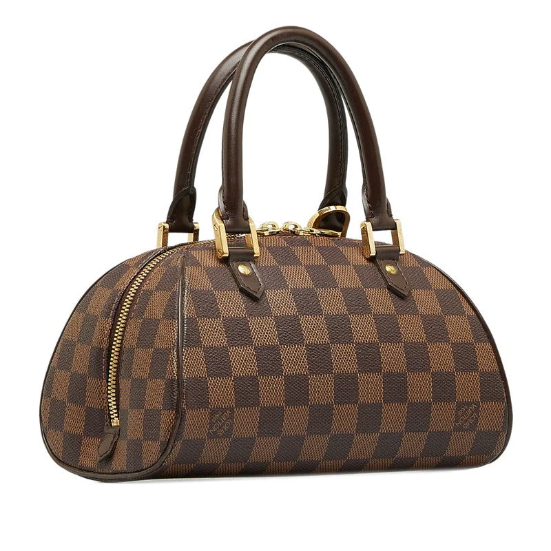 Louis Vuitton Alma bags with a monogram - embossed leather surfaceLouis Vuitton Damiere Rivera Mini Handbags Mini Boston Bag N41436 Brown PVC Leather Ladies Louis Vuitton