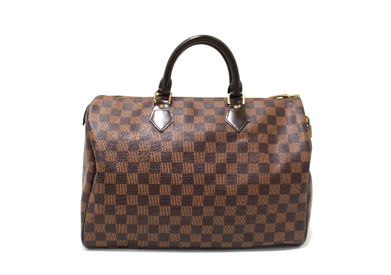 Louis Vuitton bags with a front - flap pocket for quick - access itemsAuthentic Louis Vuitton Damier Ebene Speedy 35 Handbag