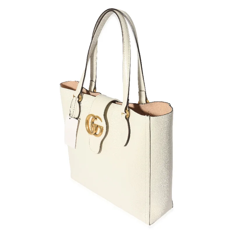 Gucci tote bags for women with a water - resistant coatingGucci White Leather New Sakai Small Dahlia Tote