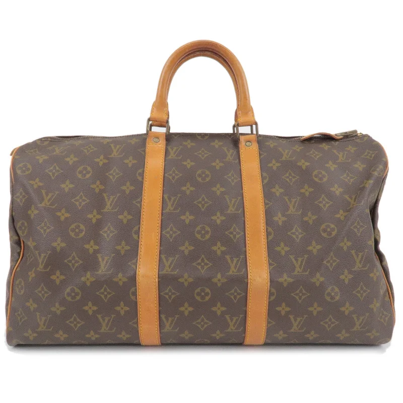 Louis Vuitton backpacks with a padded back panel for comfort during long - wearLouis Vuitton Monogram Keep All 50 Boston Bag M41416