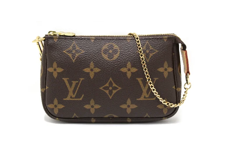 Louis Vuitton bags with a zip - around closure for enhanced securityAuthentic NEW Louis Vuitton Classic Monogram Canvas Mini Pochette Clutch Bag