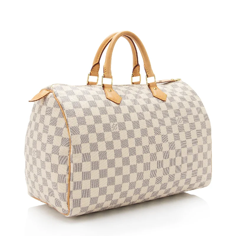 Louis Vuitton crossbody bags with a woven leather strap for textureLouis Vuitton Damier Azur Speedy 35 Satchel (Sjma9Y)