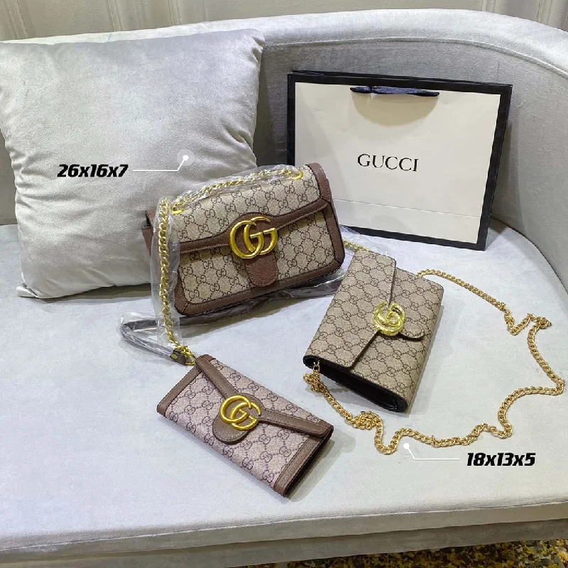 Women Gucci bags with a front - flap pocket for quick - access itemsGucci Marmont Sling  Handbag Sets