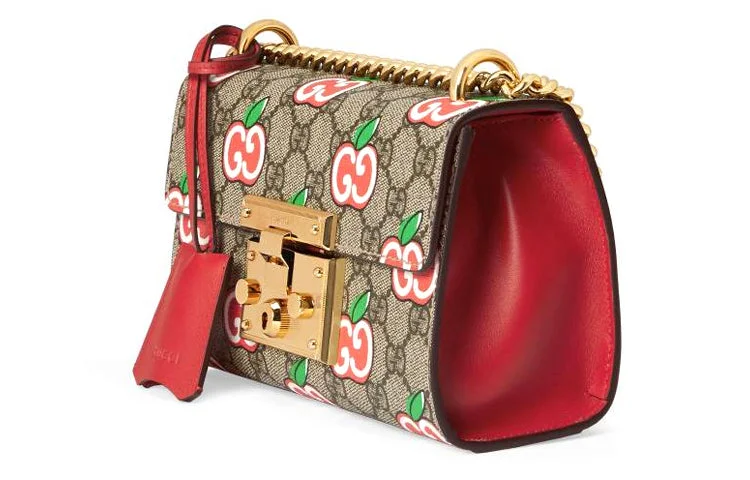 Women Gucci bags with a front - zip pocket for small items(WMNS) GUCCI Padlock Logo Single-Shoulder Bag Small Brown/Red 409487-2EVEG-8646