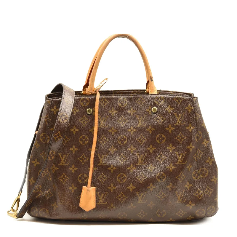 Louis Vuitton crossbody bags in a bold red color for a statementLOUIS VUITTON Monogram Montaigne GM