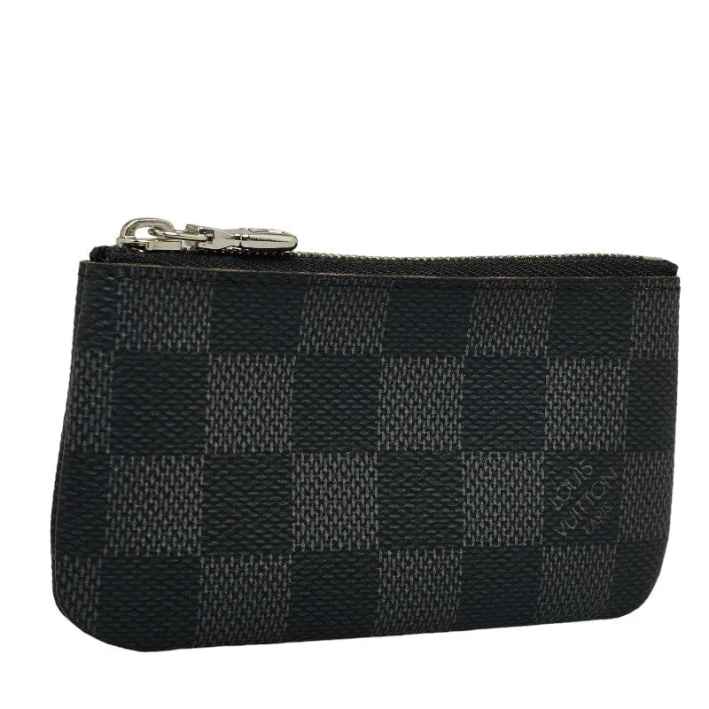 Louis Vuitton Twist bags with a snakeskin - effect panel for a bold lookLouis Vuitton Damiere Graphite Poschet Crane Coin Case N60155 Black PVC Leather Men Louis Vuitton