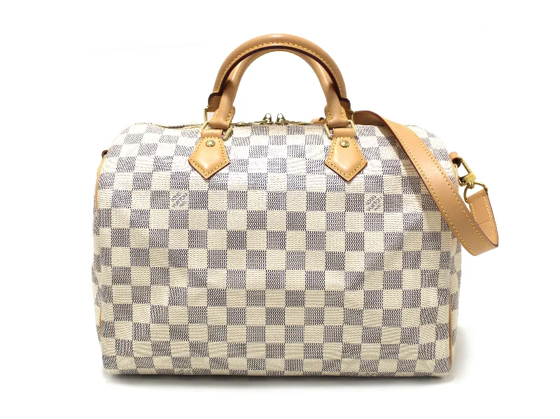 Ladies Louis Vuitton handbags with a detachable coin purse insideAuthentic Louis Vuitton Damier Azur Speedy 30 Bandouliere Bag