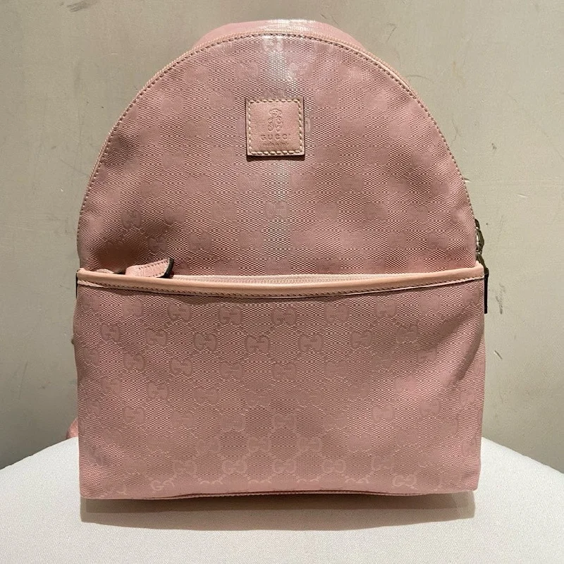 Small - sized Women Gucci shoulder bags for evening outingsGucci Pink GG Logo Canvas Backpack Medium