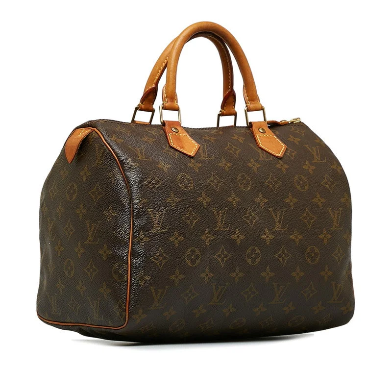 Louis Vuitton handbags with a metal - framed clasp for durabilityLouis Vuitton Monogram Speed 30 Handbag Mini Boston Bag M41526 Brown PVC Leather Lady Louis Vuitton