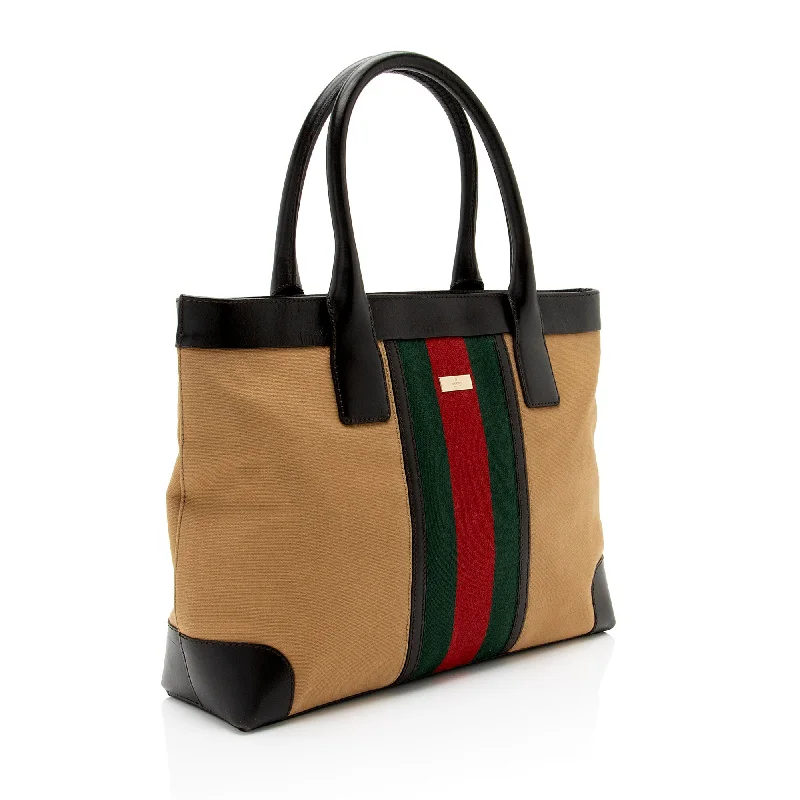 Women Gucci Sylvie bags with a detachable ribbon detailGucci Canvas Web Tote (FI6lfc)