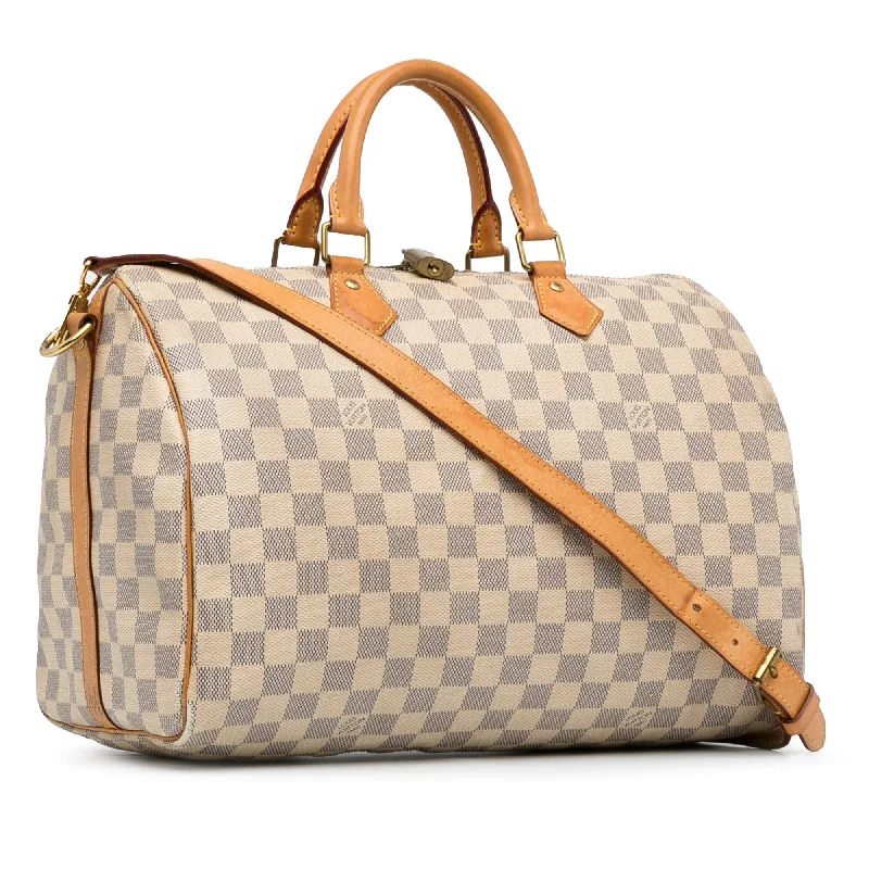 Louis Vuitton handbags with a patent - leather finish for a shiny lookLouis Vuitton Damier Azur Speedy Bandouliere 35 (Zy55wa)