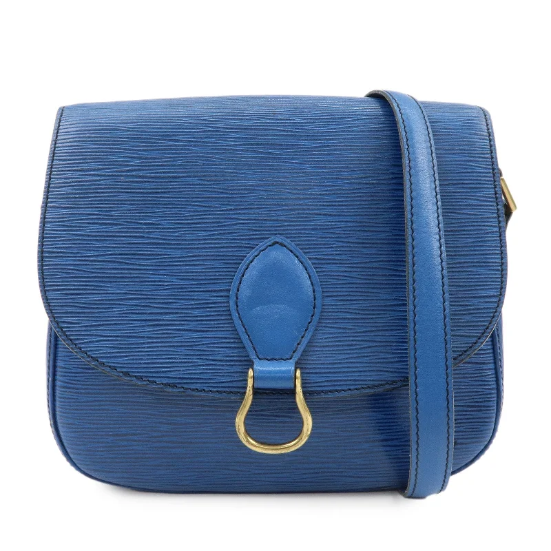 Louis Vuitton bags with a snap - button closure and a decorative charm for styleLouis Vuitton Epi Saint Cloud Shoulder Bag Blue M52195