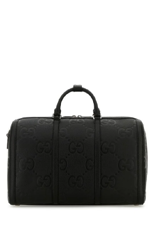 Gucci handbags for women with a beaded trimGucci Man Black Leather Travel Bag