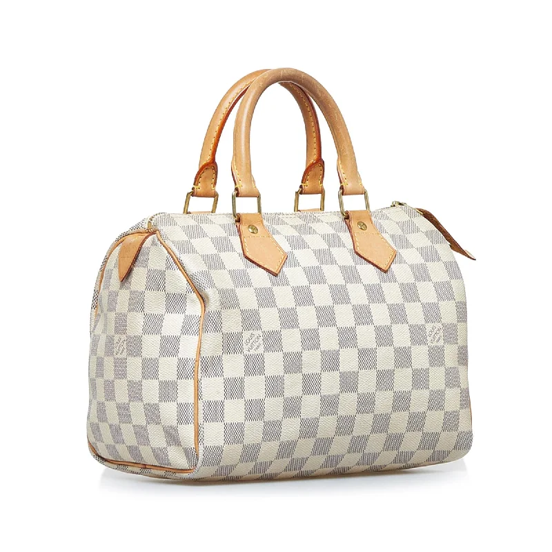 Louis Vuitton crossbody bags in a bold red color for a statementLouis Vuitton Damier Azur Speedy 25 (vbMjfT)