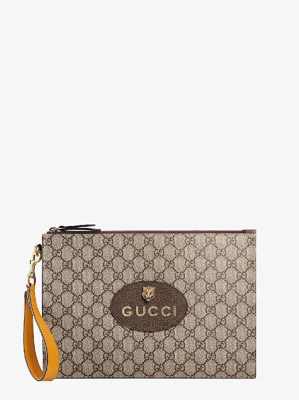 Women Gucci Sylvie bags with a monogram - embossed leatherGucci Man Gucci Man Beige Clutches