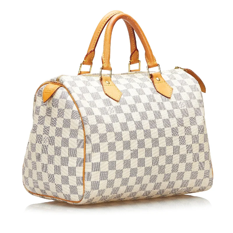 Louis Vuitton crossbody bags in a bold red color for a statementLouis Vuitton Damier Azur Speedy 30 35562)