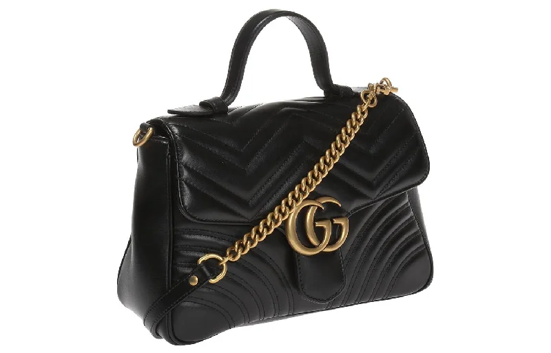 Women Gucci Sylvie bags with a crystal - embellished web stripe(WMNS) GUCCI GG Marmont Series Bag Small-Size Black 498110-DTDIT-1000