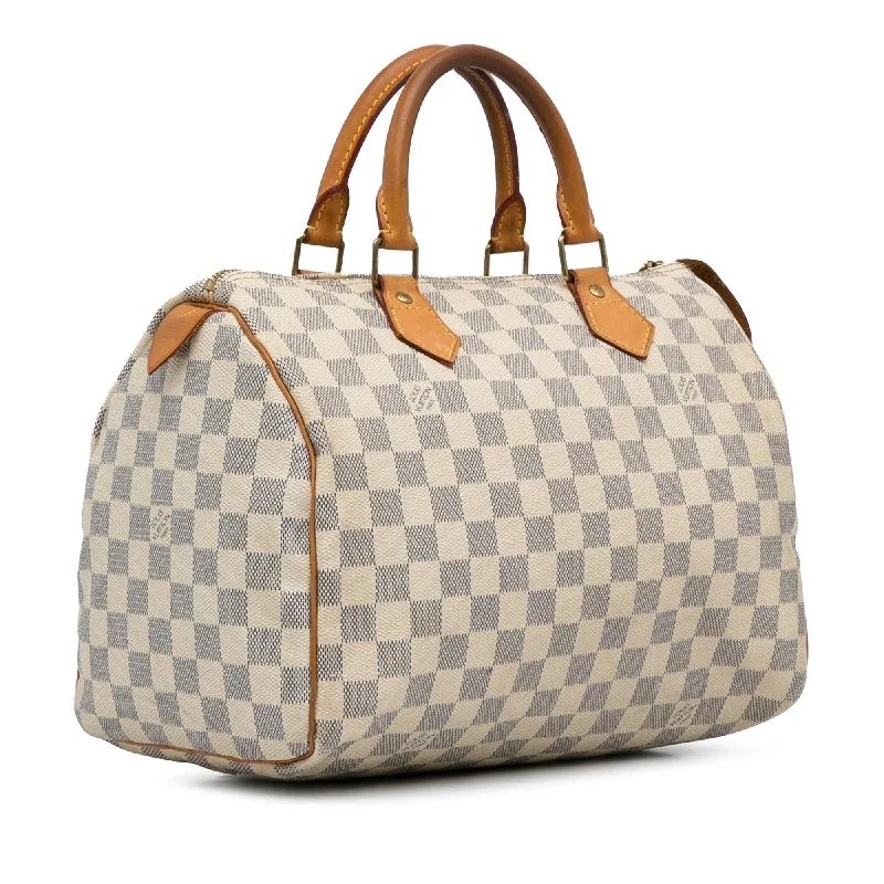 Louis Vuitton handbags with a patent - leather finish for a shiny lookLouis Vuitton Damier Azur Speedy 30 (zGRCjD)