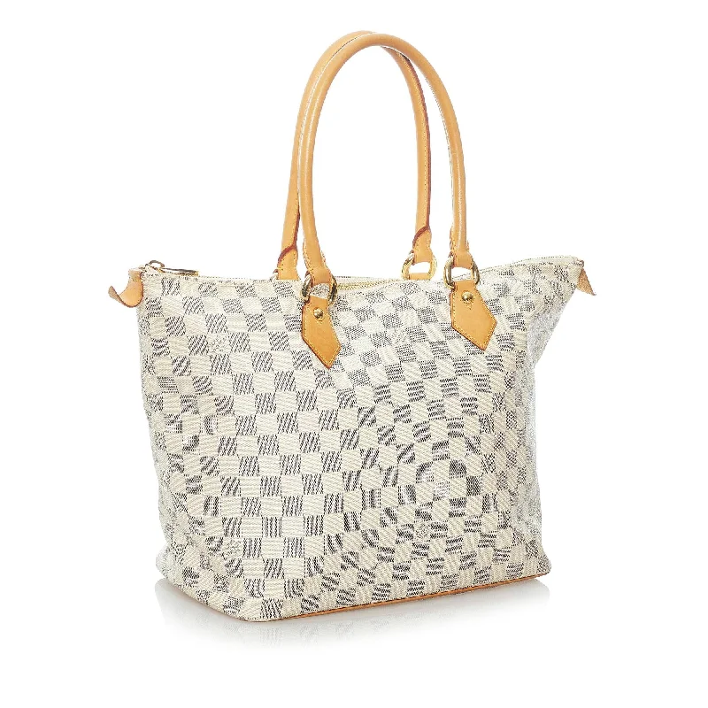 Louis Vuitton bags with a snap - button closure and a decorative charm for styleLouis Vuitton Damier Azur Saleya PM (32316)